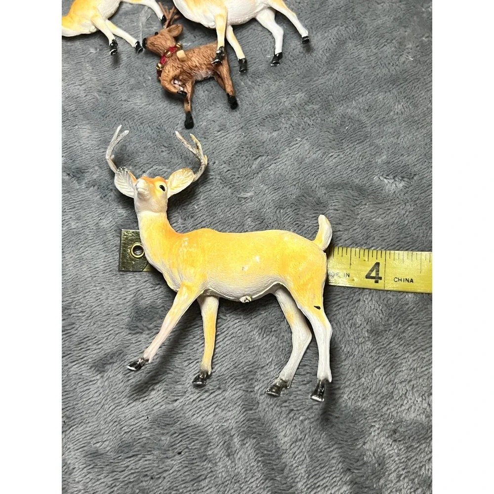 Vintage Hong Kong Deer Figurines Lot Hand‎ Painted Buck Reindeer 4in Japan Era